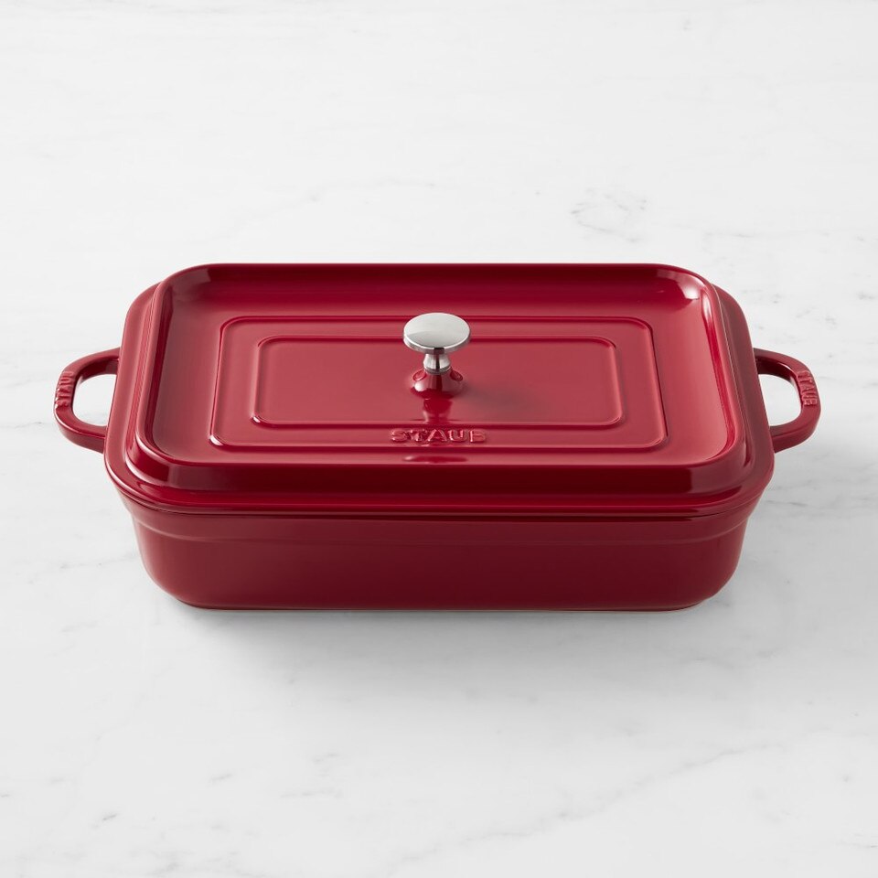 Staub Ceramic Brie Baker - 8 Inch White Covered Dish For Oven Baking